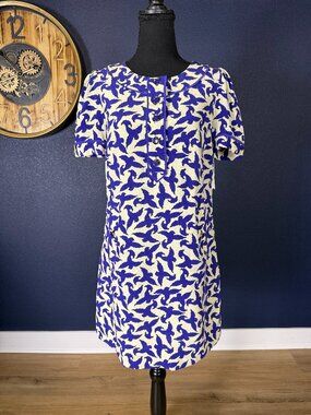 Anthropologie Leifsdottir NWT Silk Bird Print Shift Mini Dress | 2